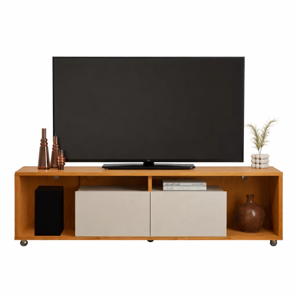 Rack até 75″ Move 1.8 Cinamomo/Off White – PATRIMAR