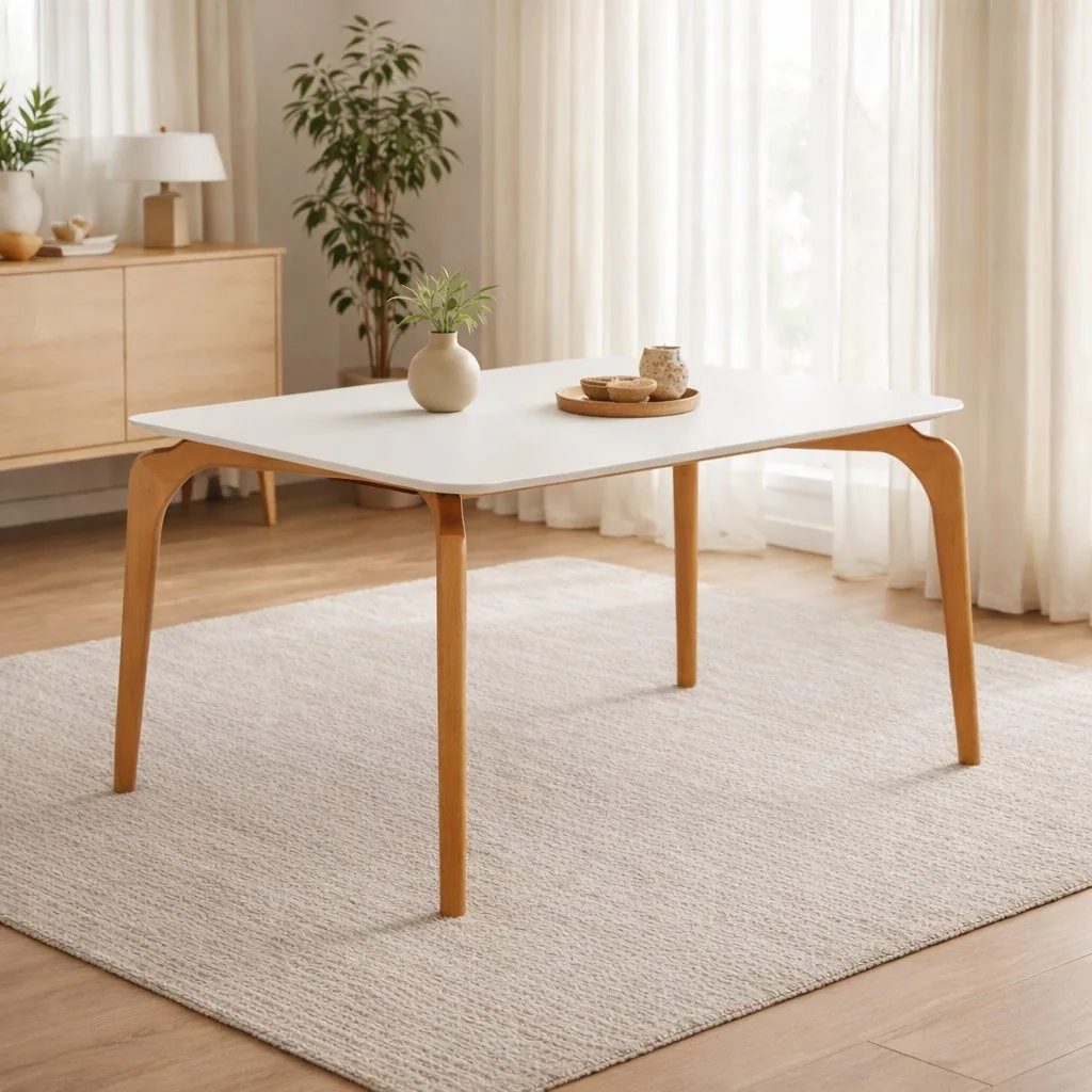 Mesa Capri 120 (C/Vidro) Cinamomo/Off White – MÓVEIS VALVERDE