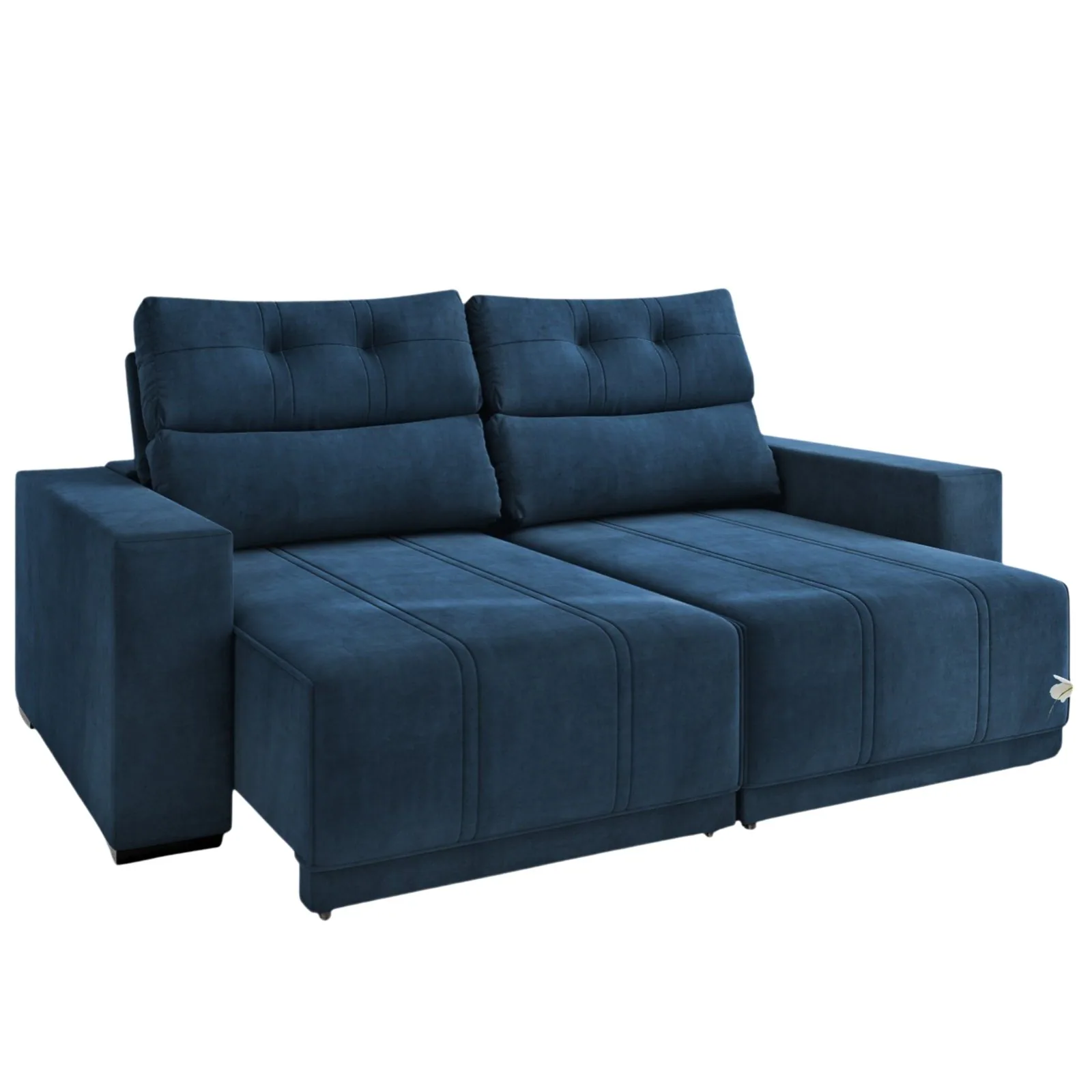 Sofá Retrátil e Reclinável Royal 2,00 m Veludo Azul – VIERO MÓVEIS