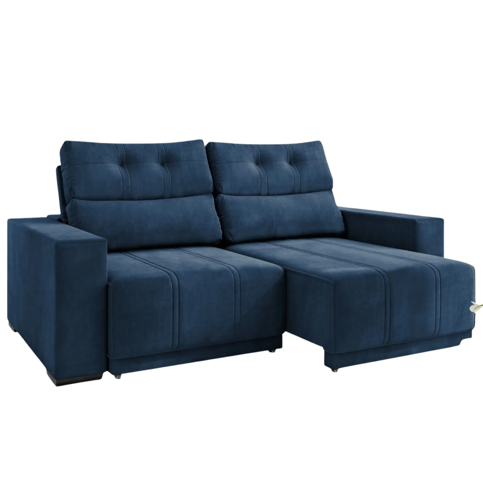 Sofá Retrátil e Reclinável Royal 2,00 m Veludo Azul – VIERO MÓVEIS
