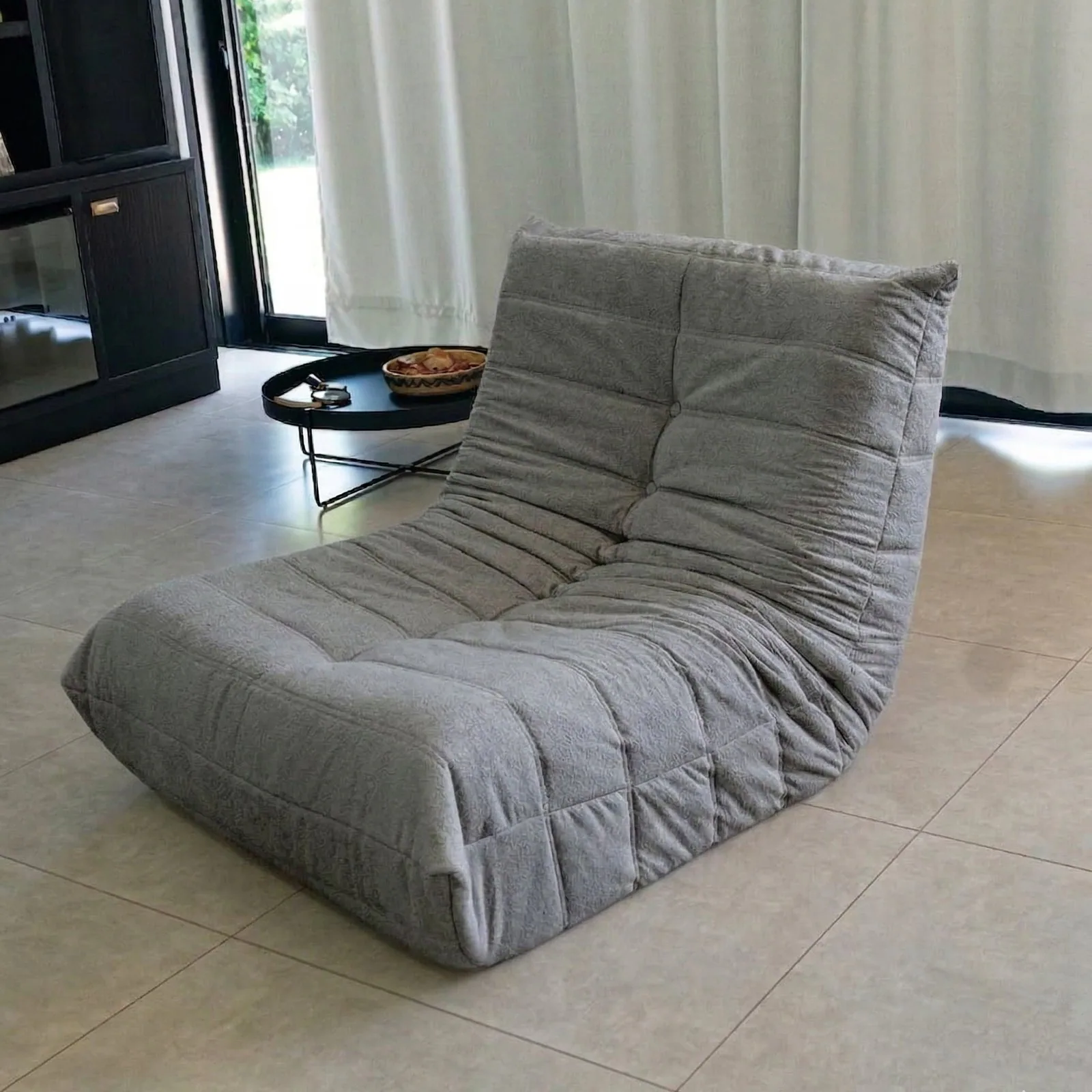Poltrona Togo (Expansível) Bouclé Cinza Grafite 10 – PLUFF SOFÁ NA CAIXA