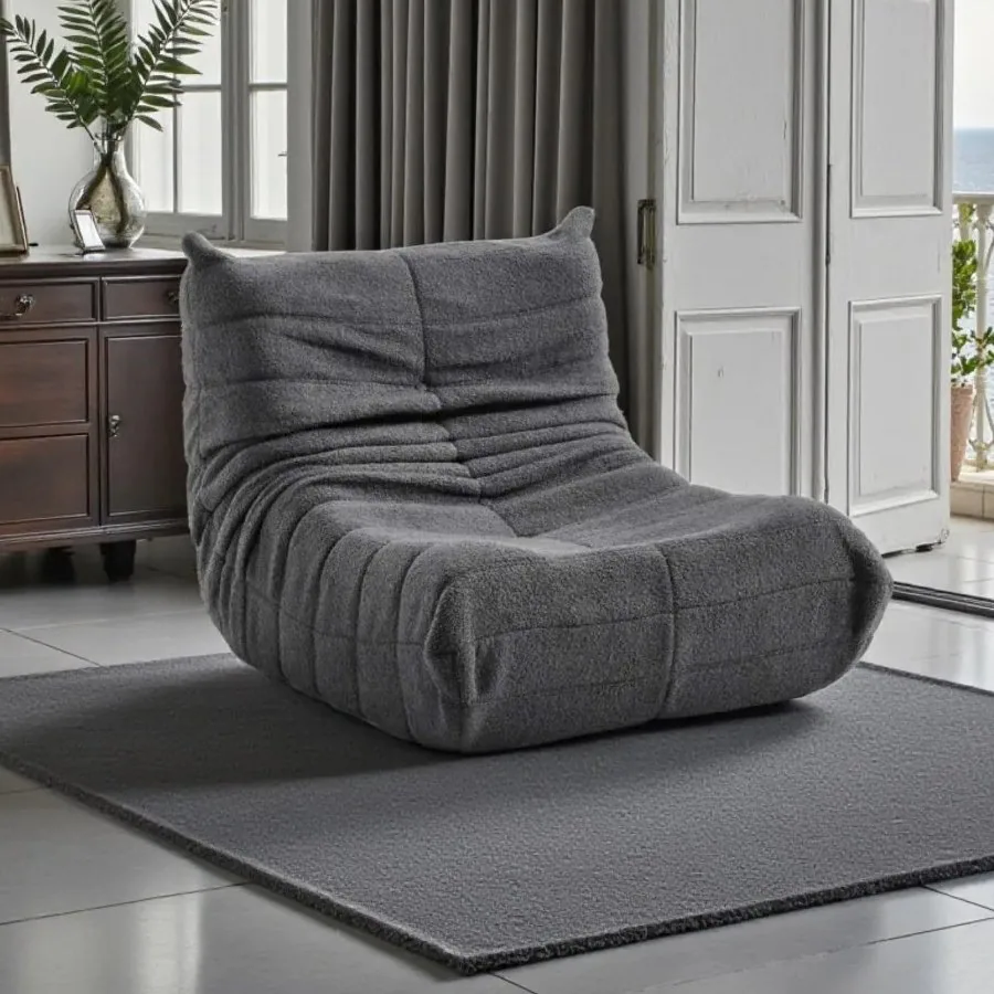 Poltrona Togo (Expansível) Bouclé Cinza Grafite 10 – PLUFF SOFÁ NA CAIXA