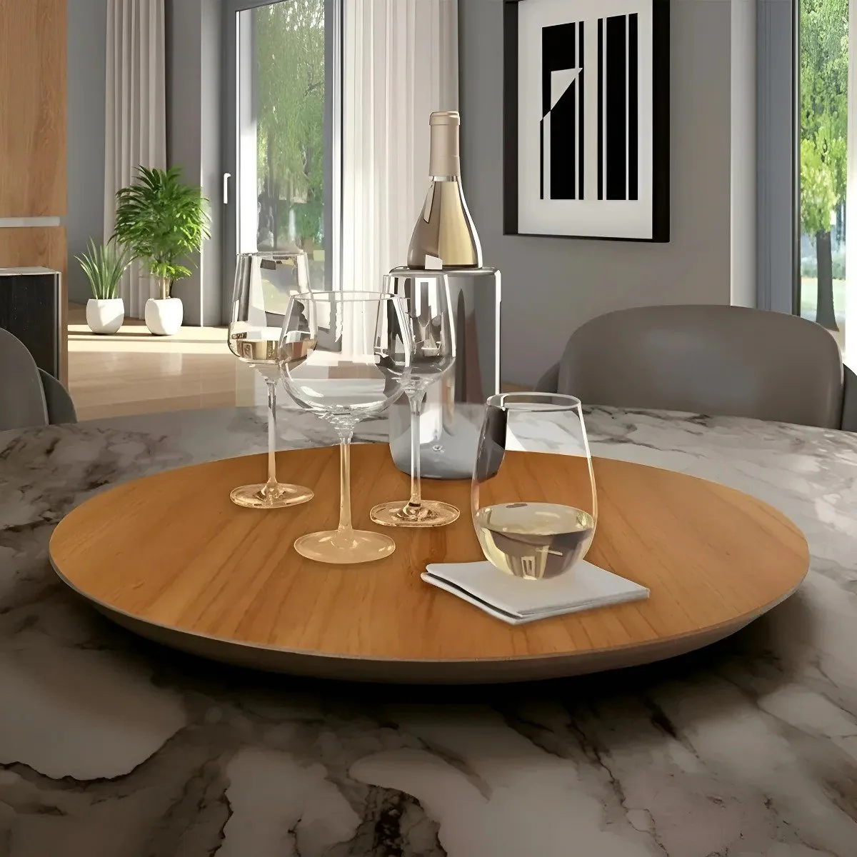 Prato Giratório 45 cm Amadeirado – DELINE DECOR