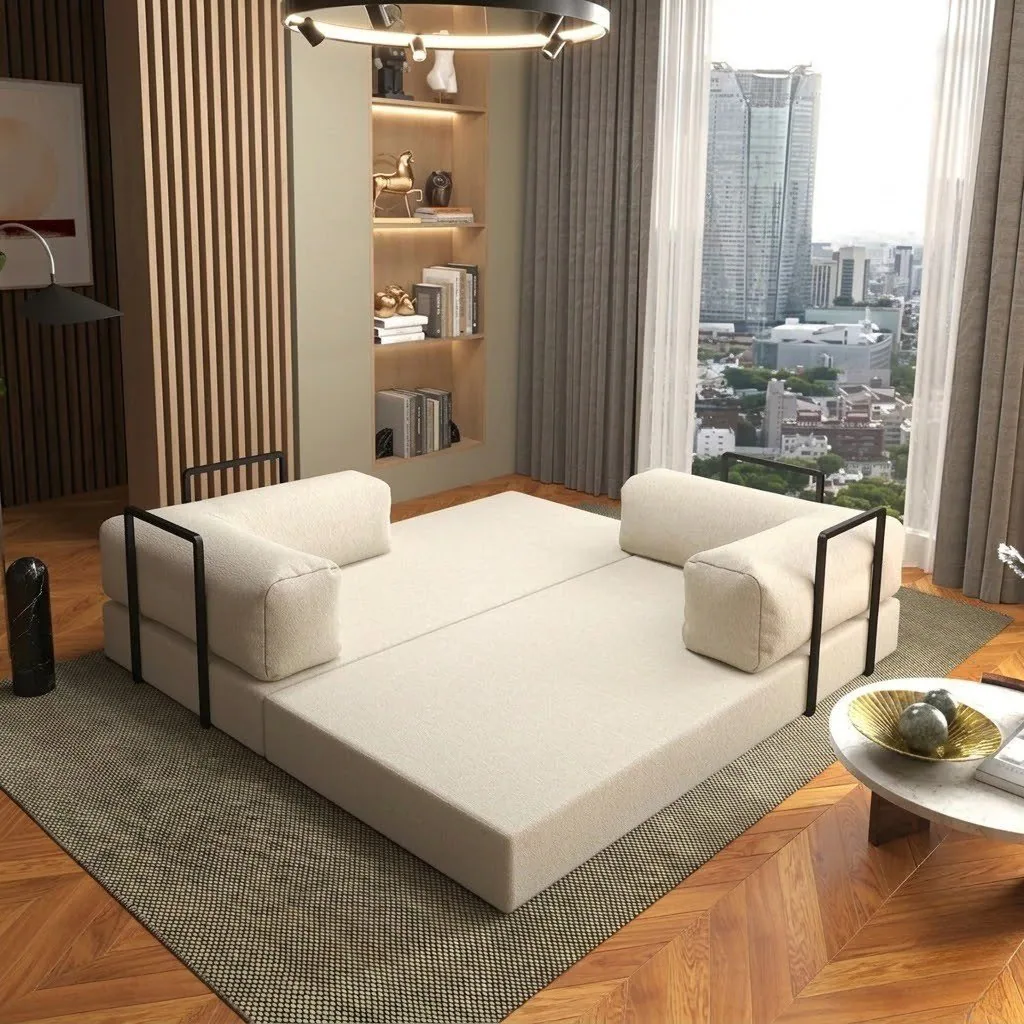 Sofá Cama Light 1,80 m (Expansível) Bouclé Bege 07 – PLUFF SOFÁ NA CAIXA