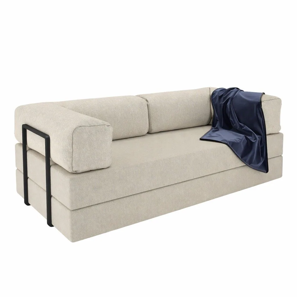 Sofá Cama Light 1,80 m (Expansível) Bouclé Bege 07 – PLUFF SOFÁ NA CAIXA