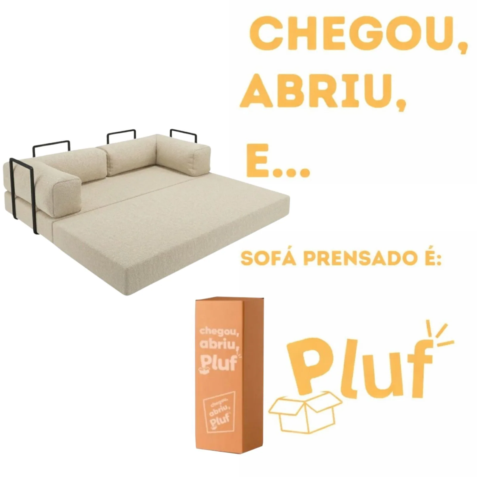Sofá Cama Light 1,80 m (Expansível) Bouclé Bege 07 – PLUFF SOFÁ NA CAIXA