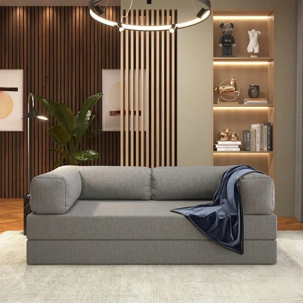 Sofá Cama Light 1,80 m (Expansível) Bouclé Cinza Grafite 10 – PLUFF SOFÁ NA CAIXA