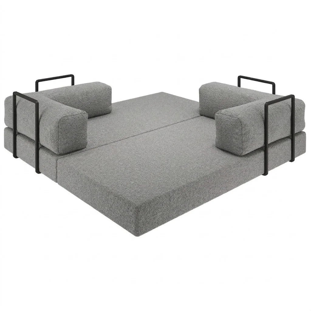 Sofá Cama Light 1,80 m (Expansível) Bouclé Cinza Grafite 10 – PLUFF SOFÁ NA CAIXA