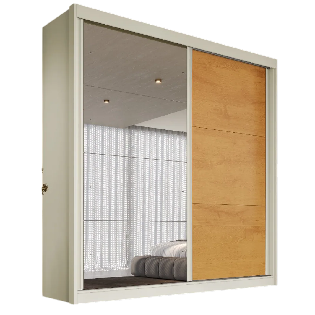 Guarda-Roupa 2 Portas Mali 151,5 m Off White/Peroba/Off White – MÓVEIS EUROPA