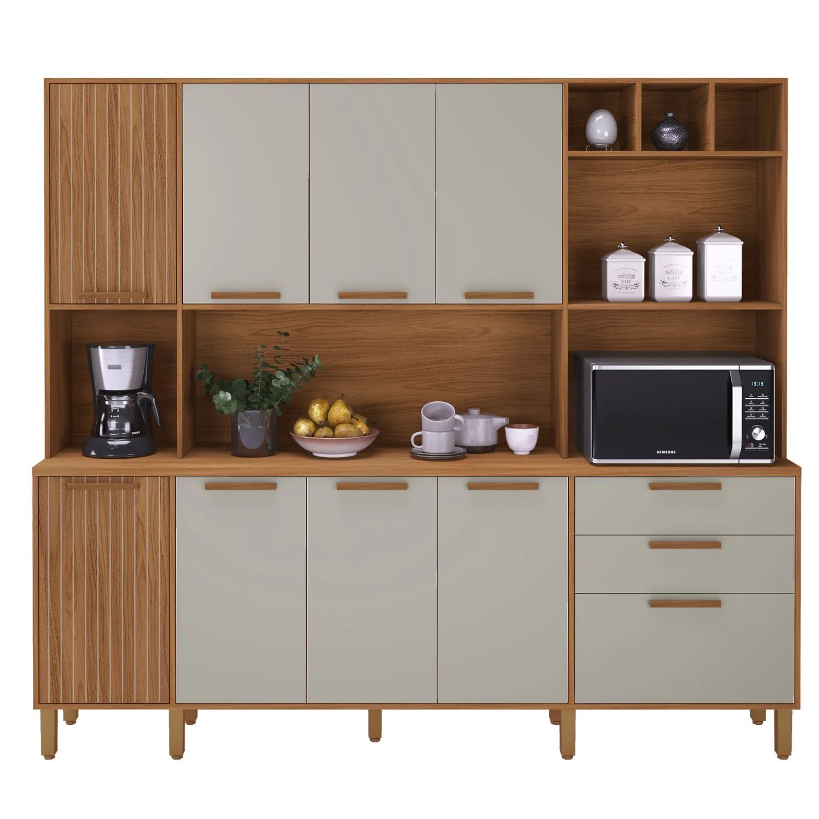 Kit Cozinha Porto 2,19 m Freijó/Off White – INDÉKES