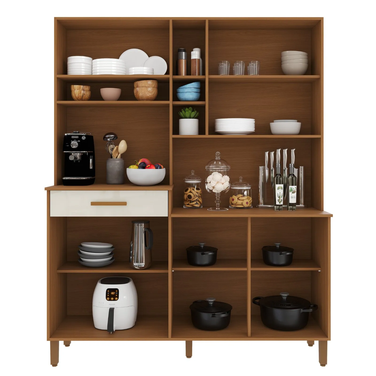 Kit Cozinha Braga 1,60 m Freijó/Off White – INDÉKES