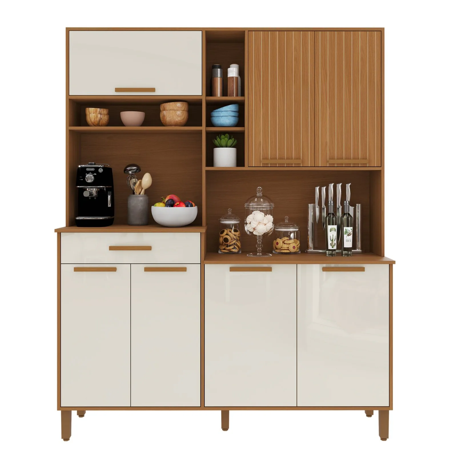Kit Cozinha Braga 1,60 m Freijó/Off White – INDÉKES
