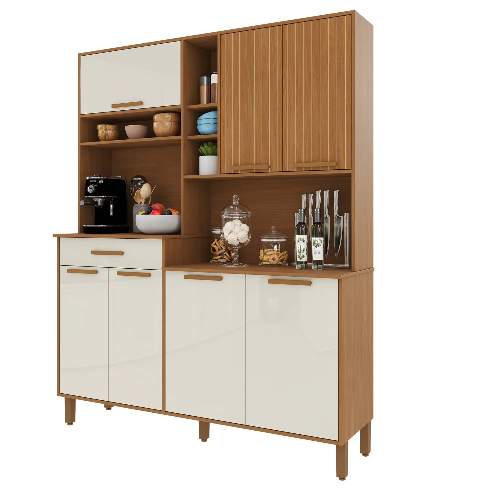 Kit Cozinha Braga 1,60 m Freijó/Off White – INDÉKES