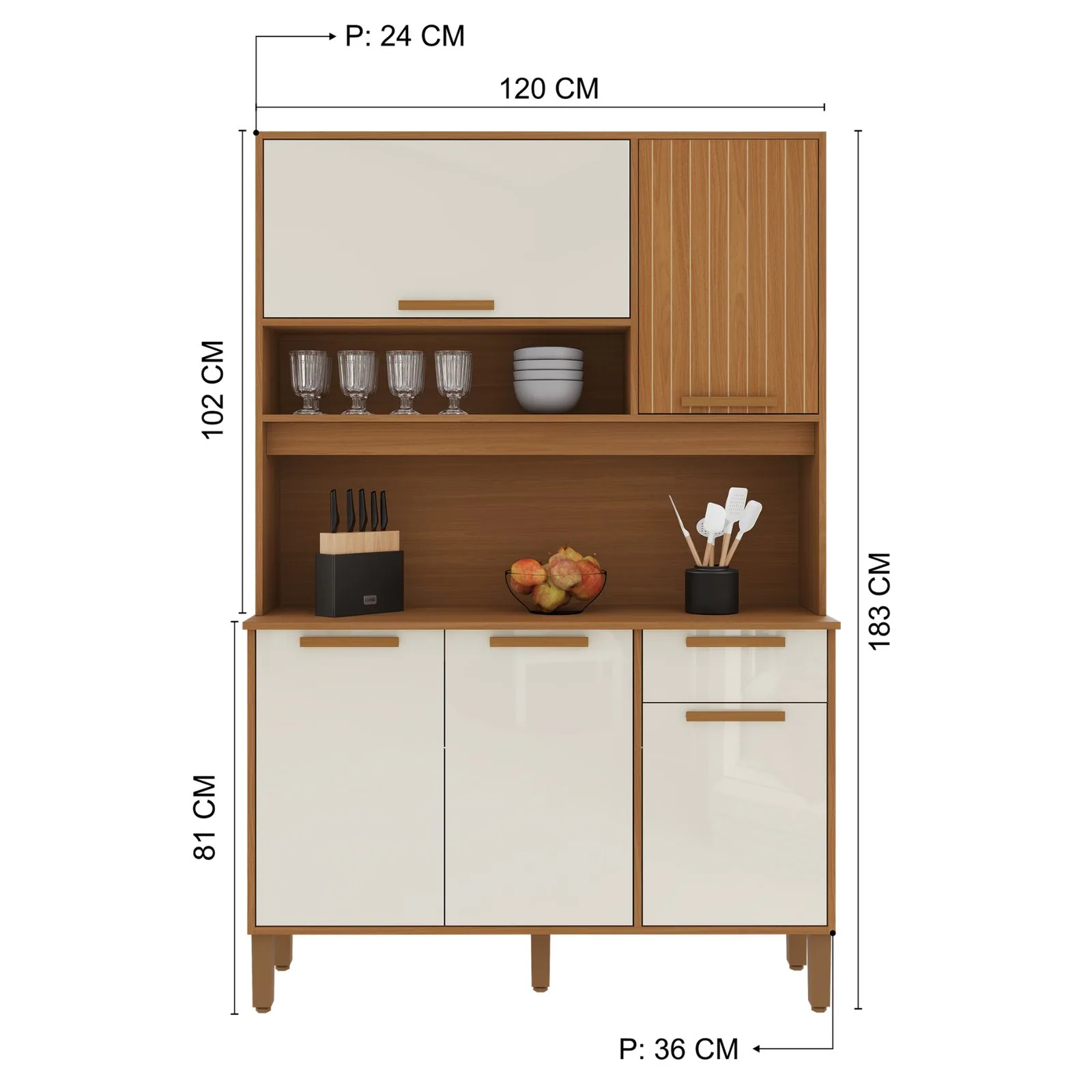 Kit Cozinha Sintra 1,20 m Freijó/Off White – INDÉKES