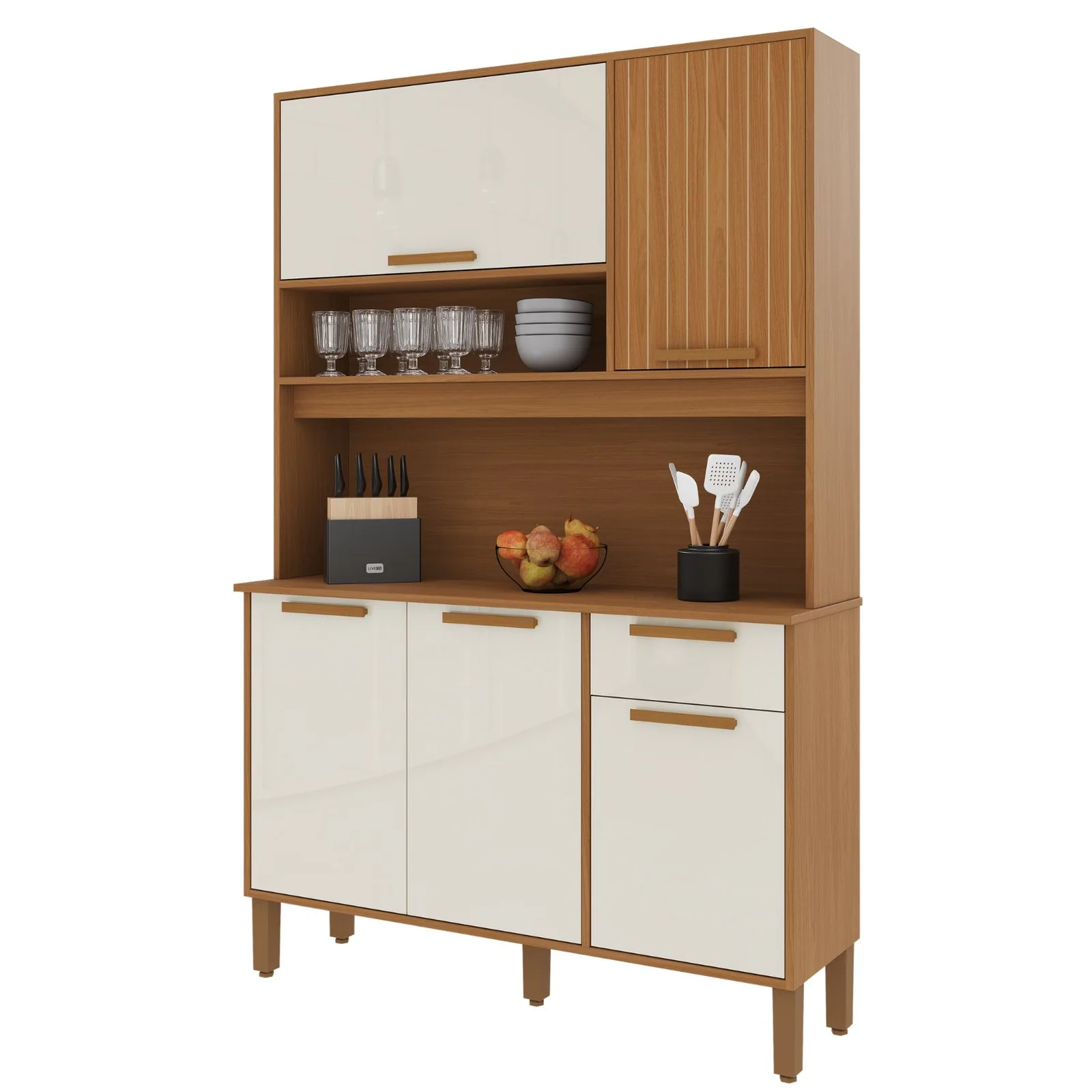 Kit Cozinha Sintra 1,20 m Freijó/Off White – INDÉKES