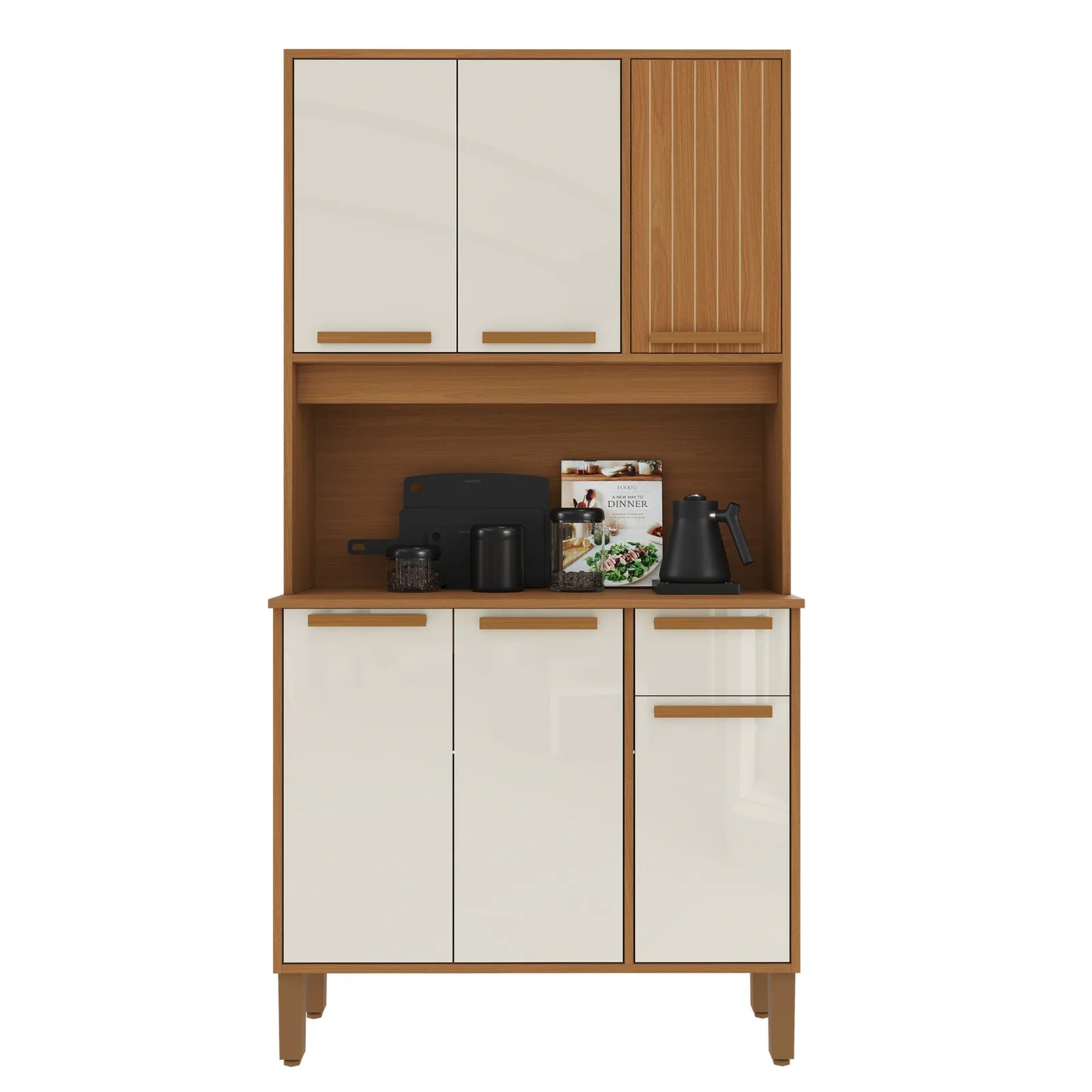 Kit Cozinha Lagos 0,90 m Freijó/Off White – INDÉKES