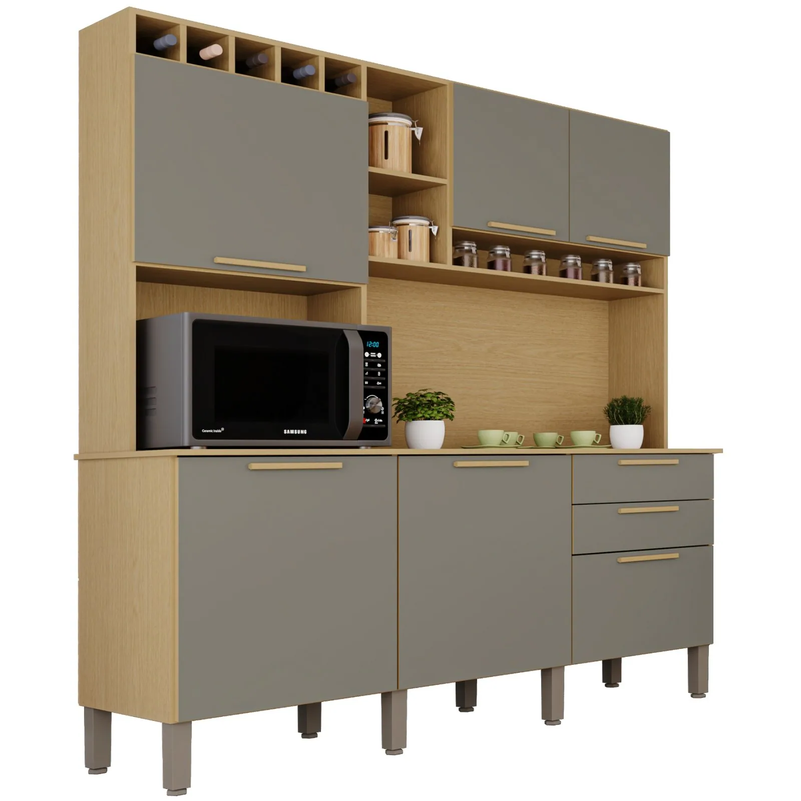 Kit Cozinha New Topázio 1,65 m Jequitibá/Granizo – SALLÊTO