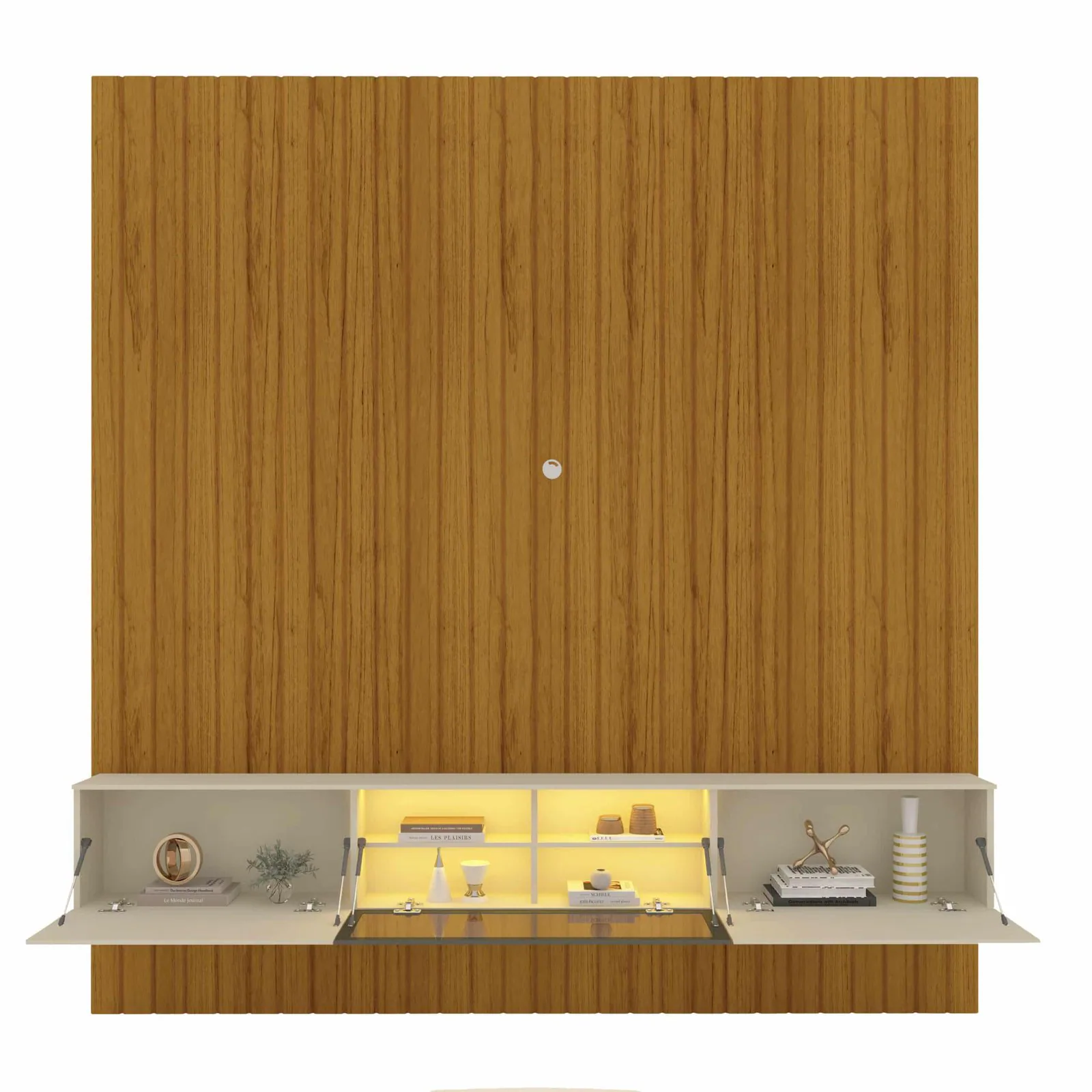 Home Suspenso até 85″ Majestade 230 Naturale com Nicho Luminare Off White – GELIUS