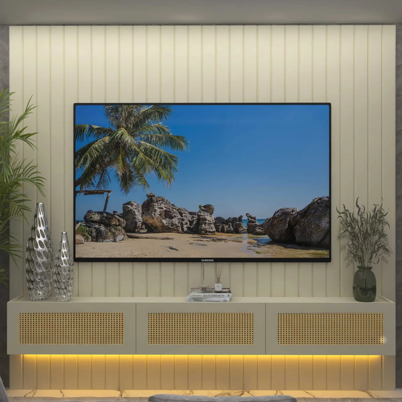 Home Suspenso até 85″ Majestade 230 Off White com Nicho Native Off White – GELIUS
