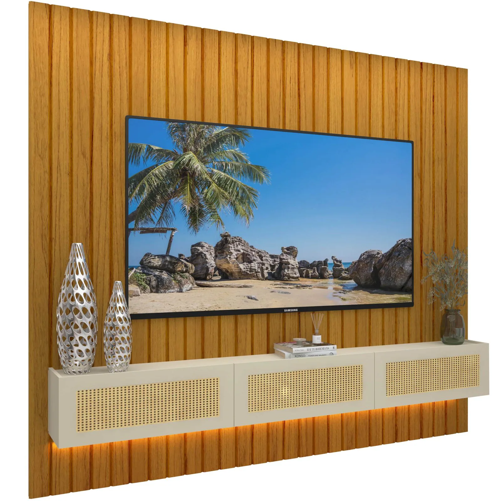 Home Suspenso até 85″ Majestade 230 Naturale com Nicho Native Off White – GELIUS