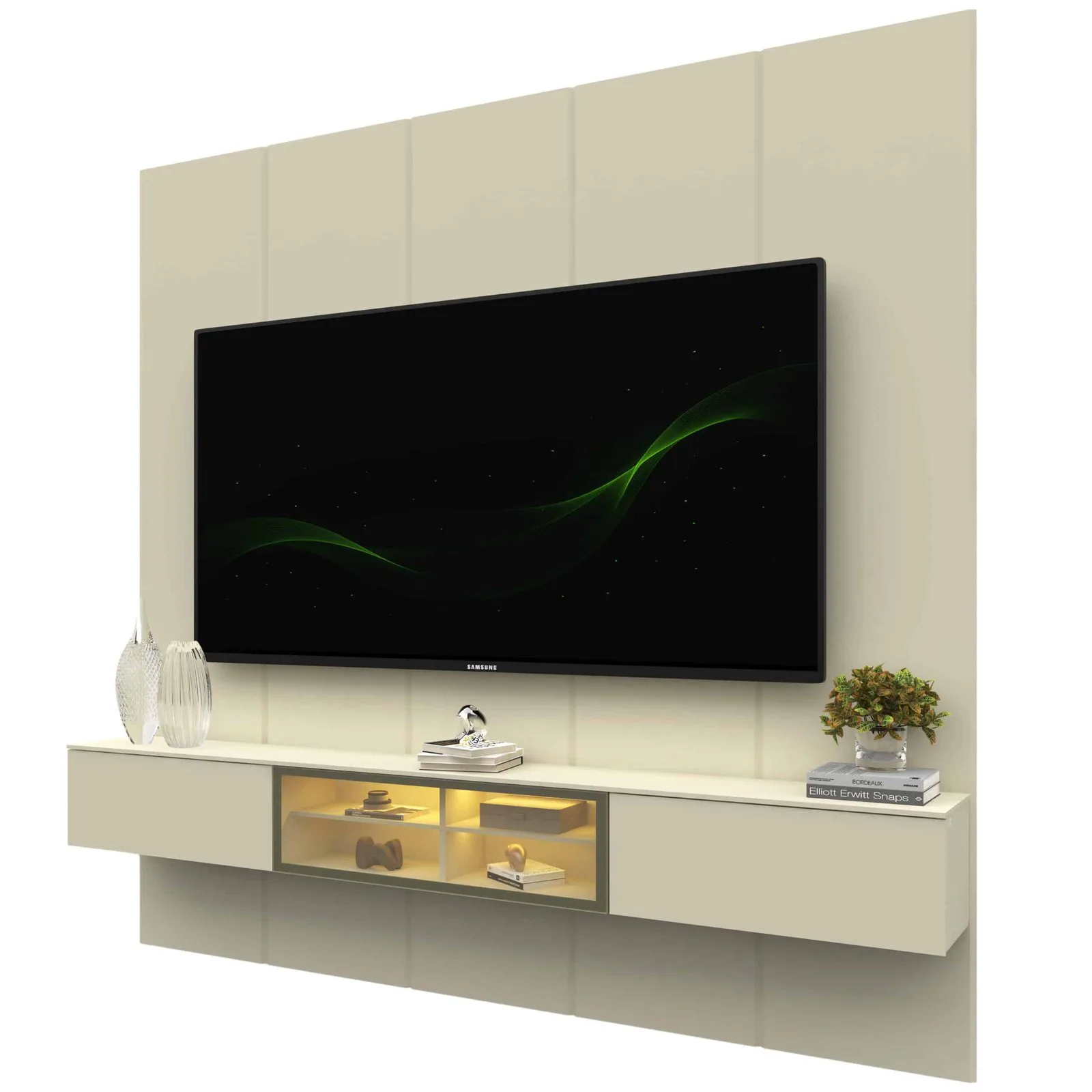 Home Suspenso até 85″ Realce 2,225 m Off White com Nicho Luminare Off White – GELIUS