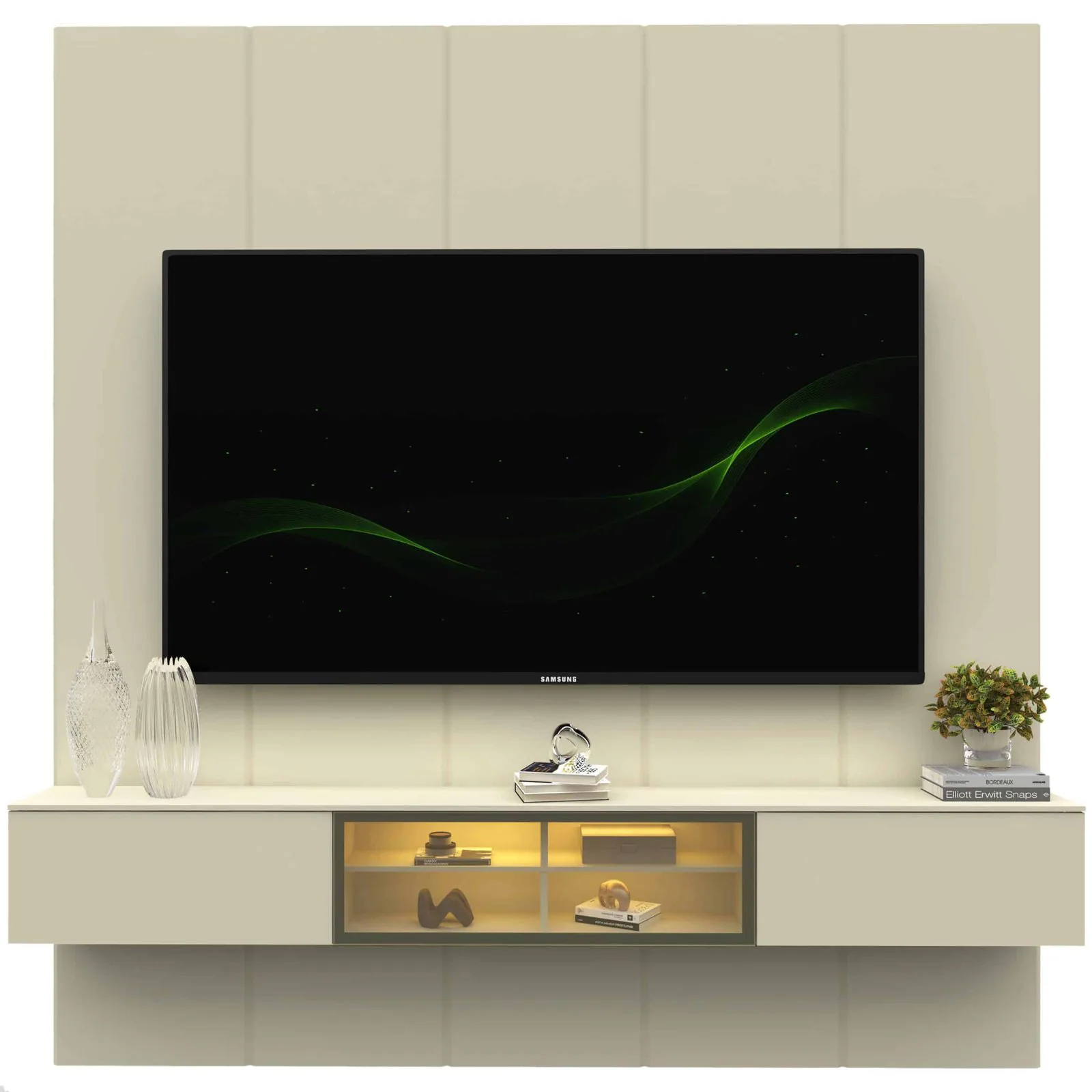 Home Suspenso até 85″ Realce 2,225 m Off White com Nicho Luminare Off White – GELIUS