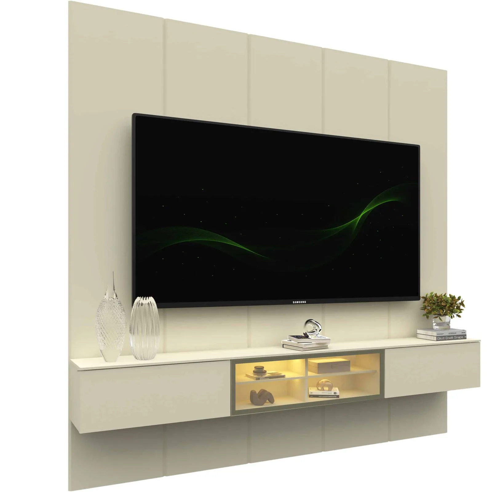 Home Suspenso até 85″ Realce 2,225 m Off White com Nicho Luminare Off White – GELIUS