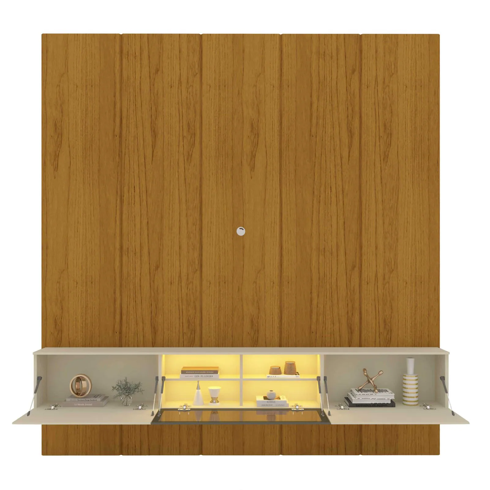 Home Suspenso até 85″ Realce 2,225 m Naturale com Nicho Luminare Off White – GELIUS