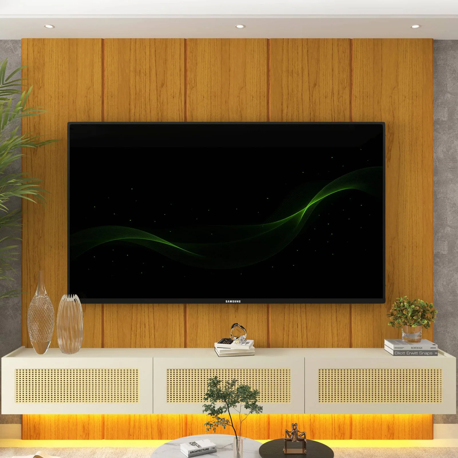 Home Suspenso até 85″ Realce 2,225 m Naturale com Nicho Native Off White – GELIUS