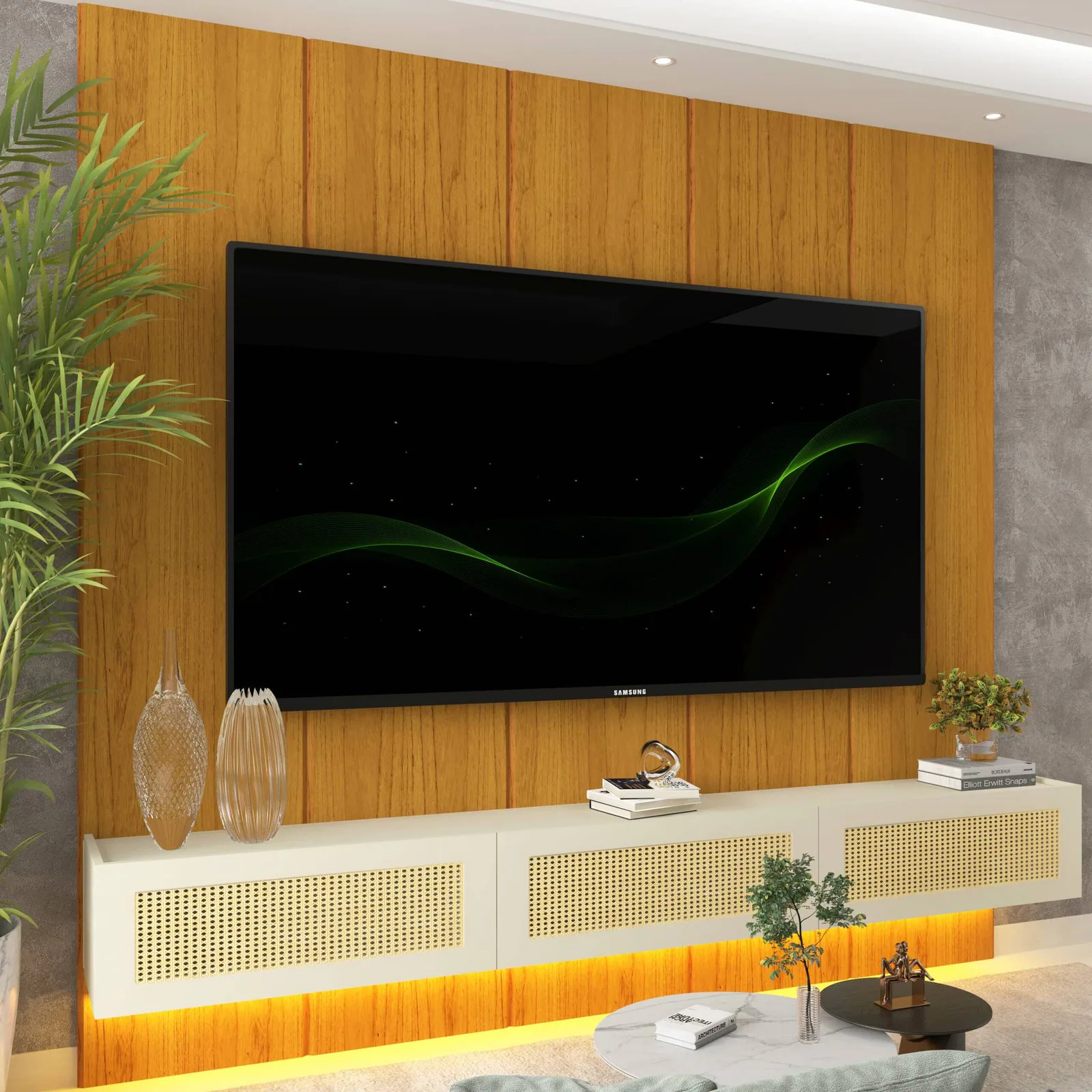 Home Suspenso até 85″ Realce 2,225 m Naturale com Nicho Native Off White – GELIUS