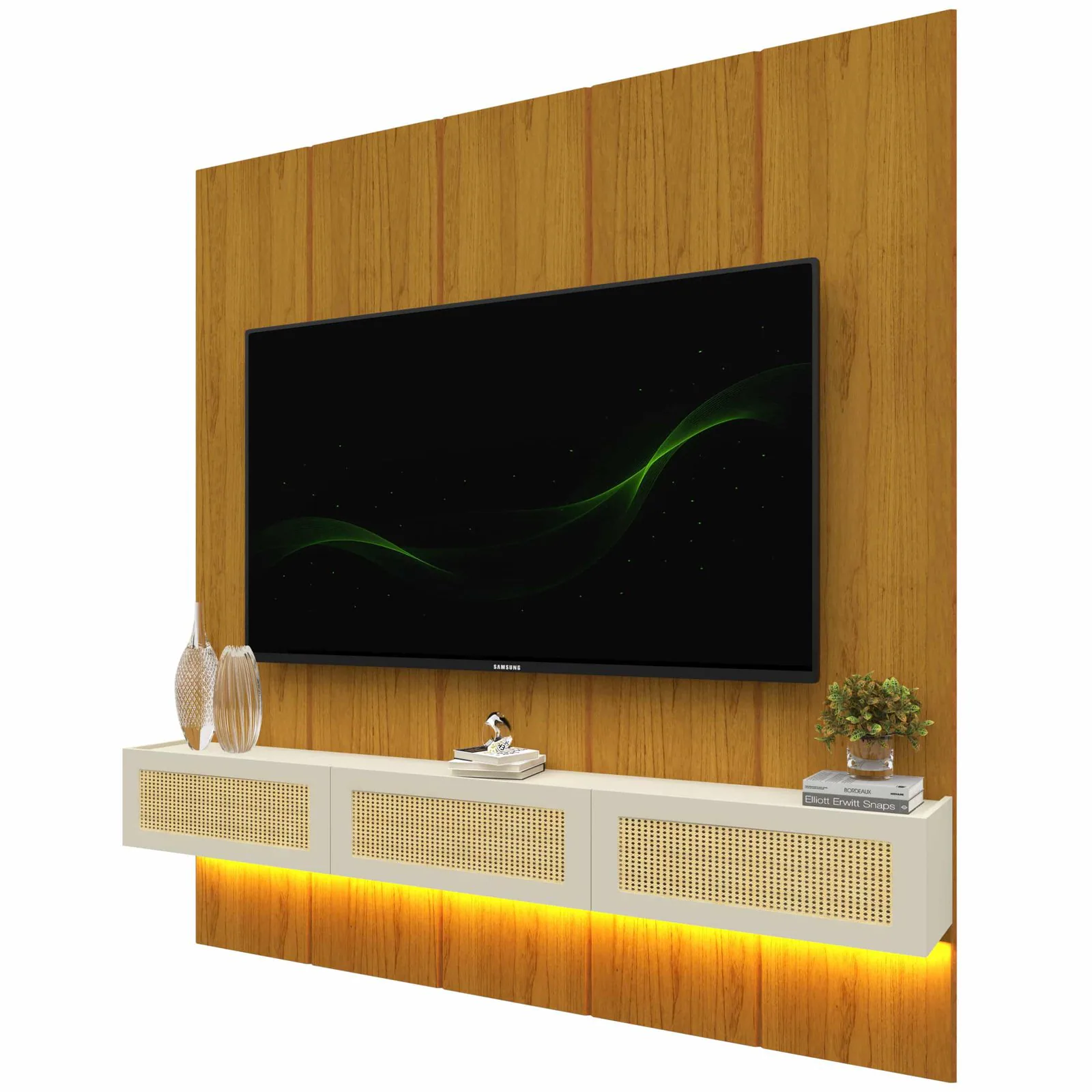 Home Suspenso até 85″ Realce 2,225 m Naturale com Nicho Native Off White – GELIUS