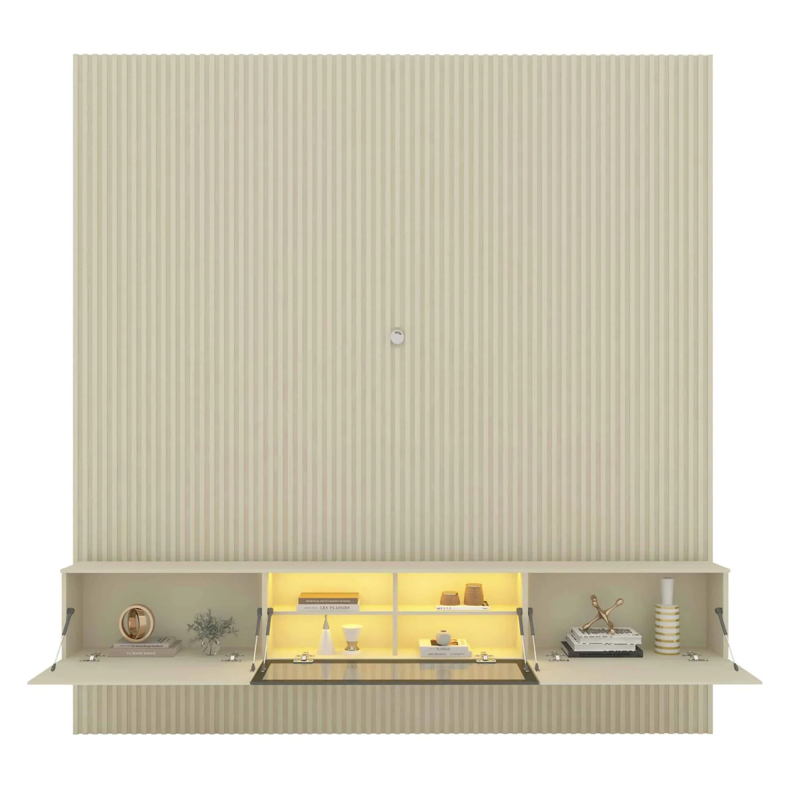 Home Suspenso até 85″ Supremo Ripado 218 Off White com Nicho Luminare Off White – GELIUS
