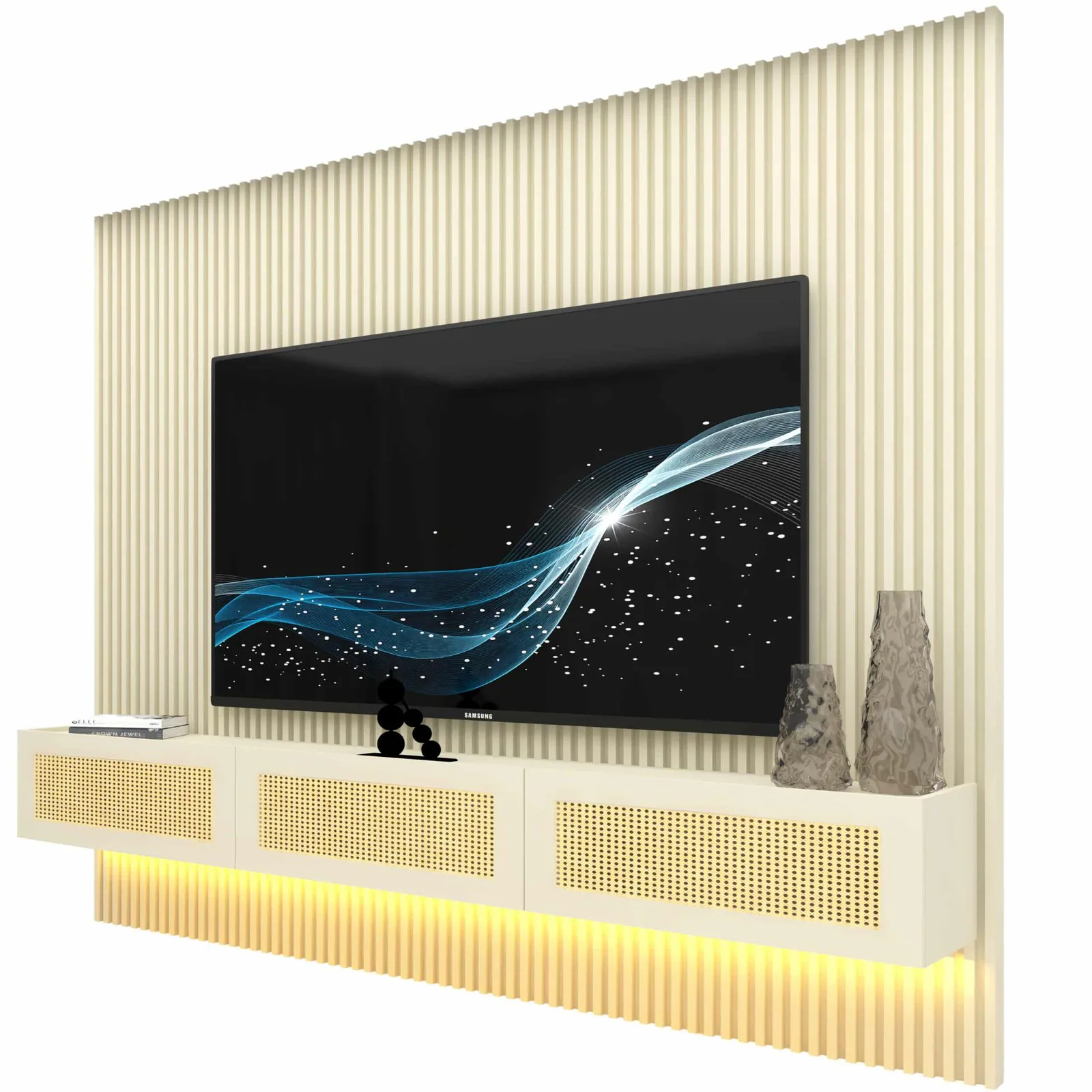 Home Suspenso até 85″ Supremo Ripado 218 Off White com Nicho Native Off White – GELIUS