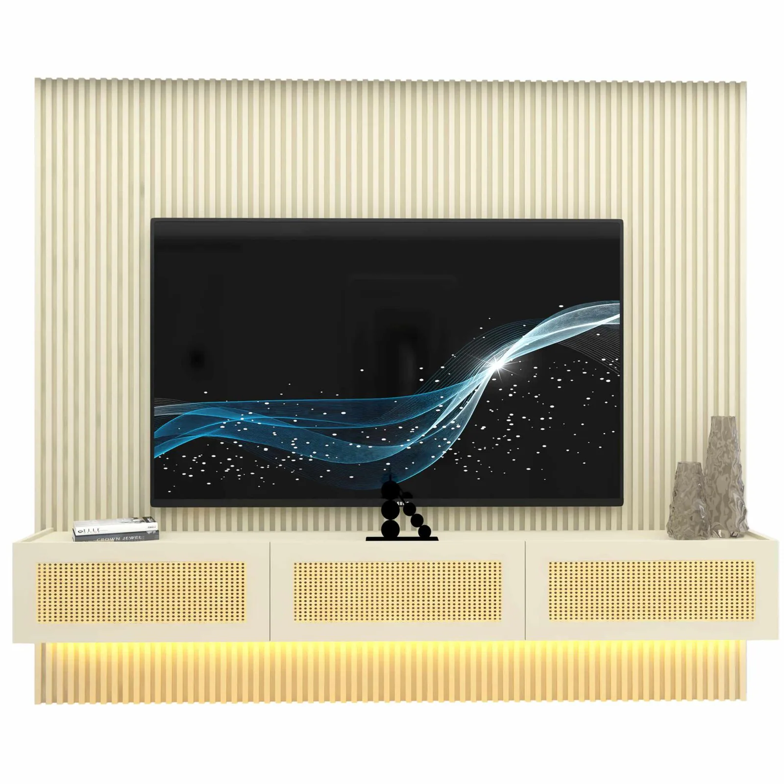 Home Suspenso até 85″ Supremo Ripado 218 Off White com Nicho Native Off White – GELIUS