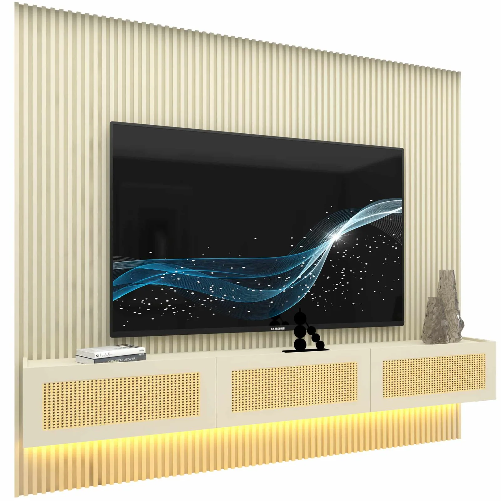Home Suspenso até 85″ Supremo Ripado 218 Off White com Nicho Native Off White – GELIUS