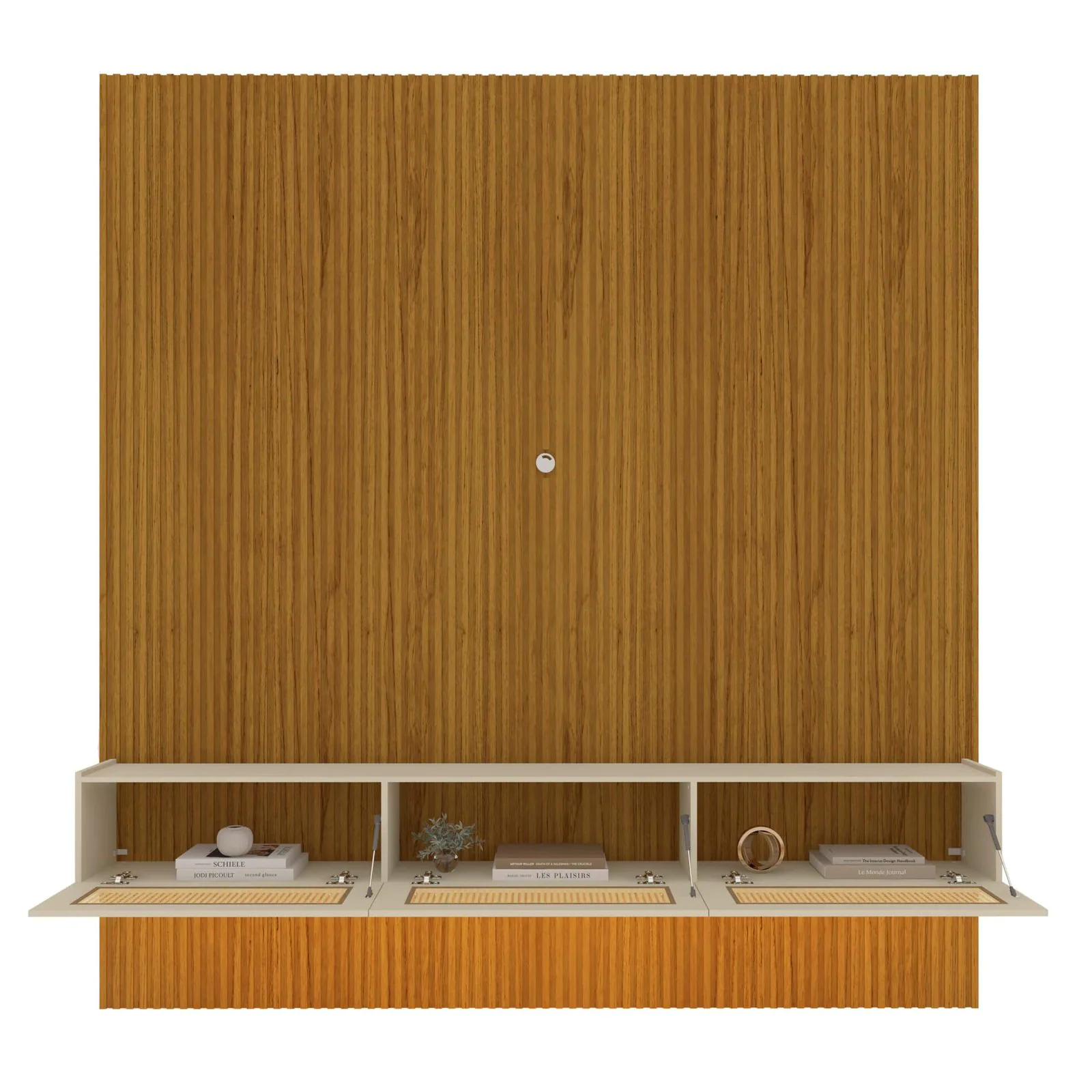 Home Suspenso até 85″ Supremo Ripado 218 Naturale com Nicho Native Off White – GELIUS