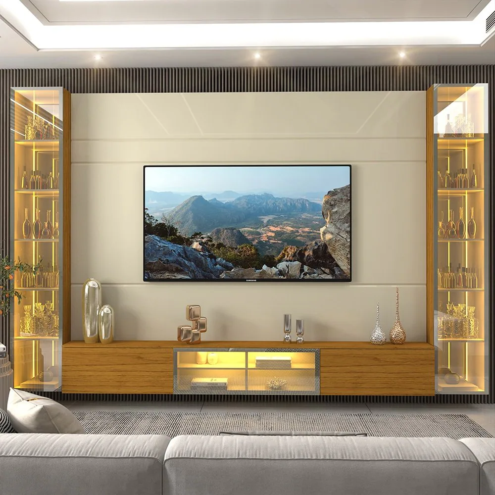 Home Suspenso até 85″ Luminare Reflecta com Duas Torres 293 Off White/Naturale – GELIUS