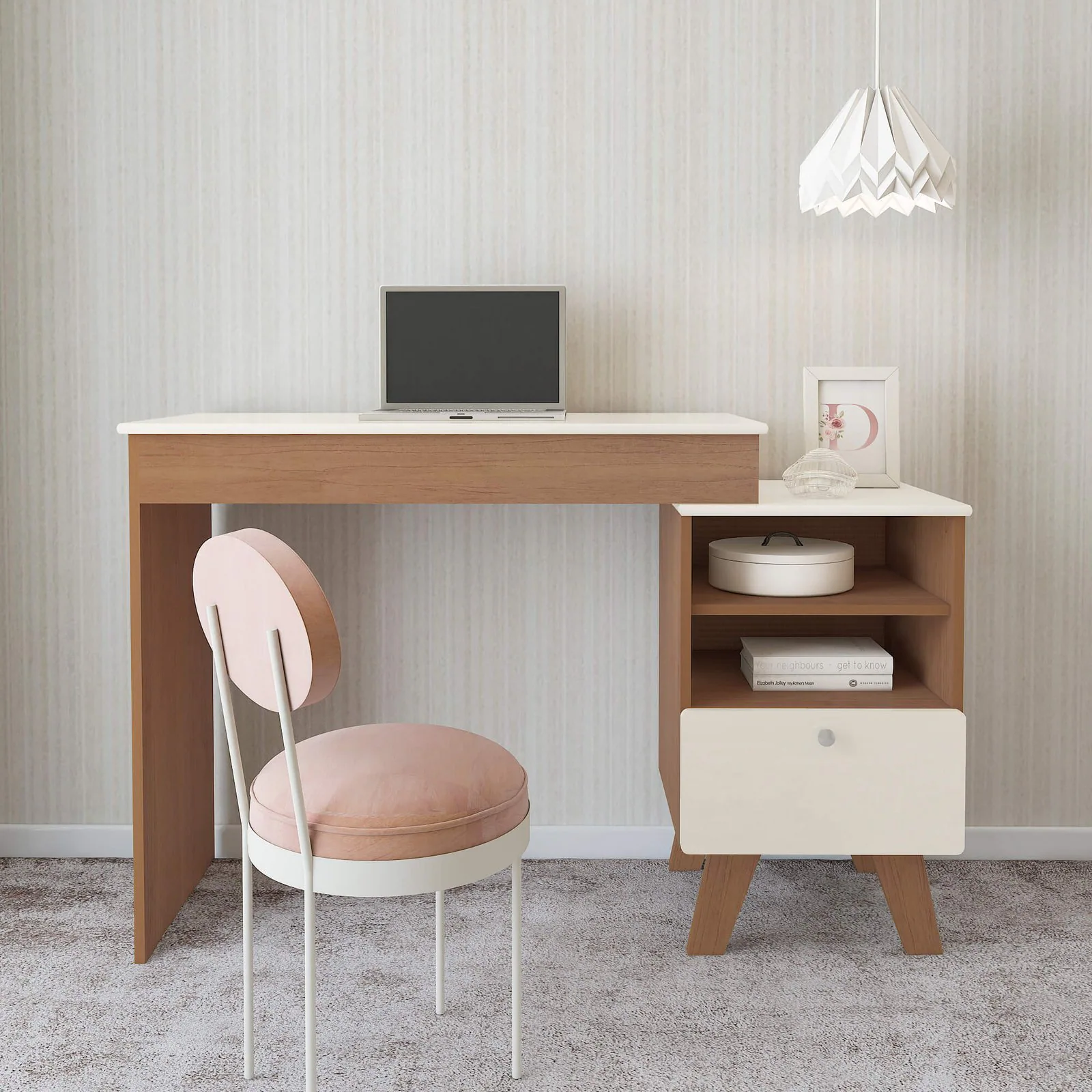 Escrivaninha Penteadeira Dora Cinamomo/Off White – ARTELY