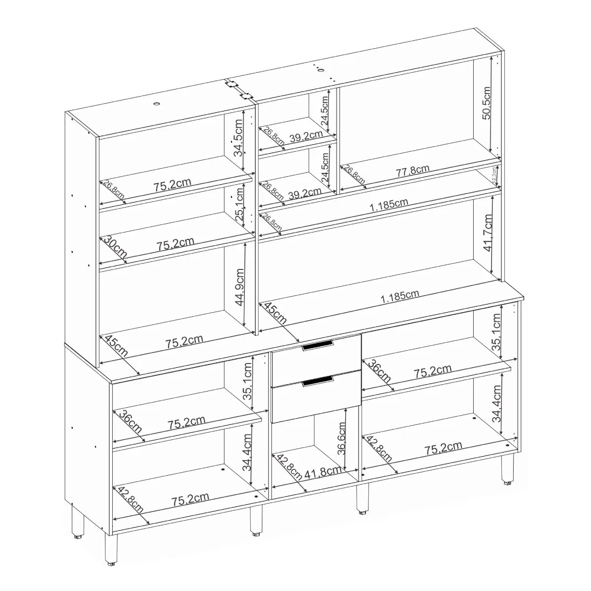 Kit Cozinha Amora 1,98 m Cinamon Touch/Off White – DEMÓBILE