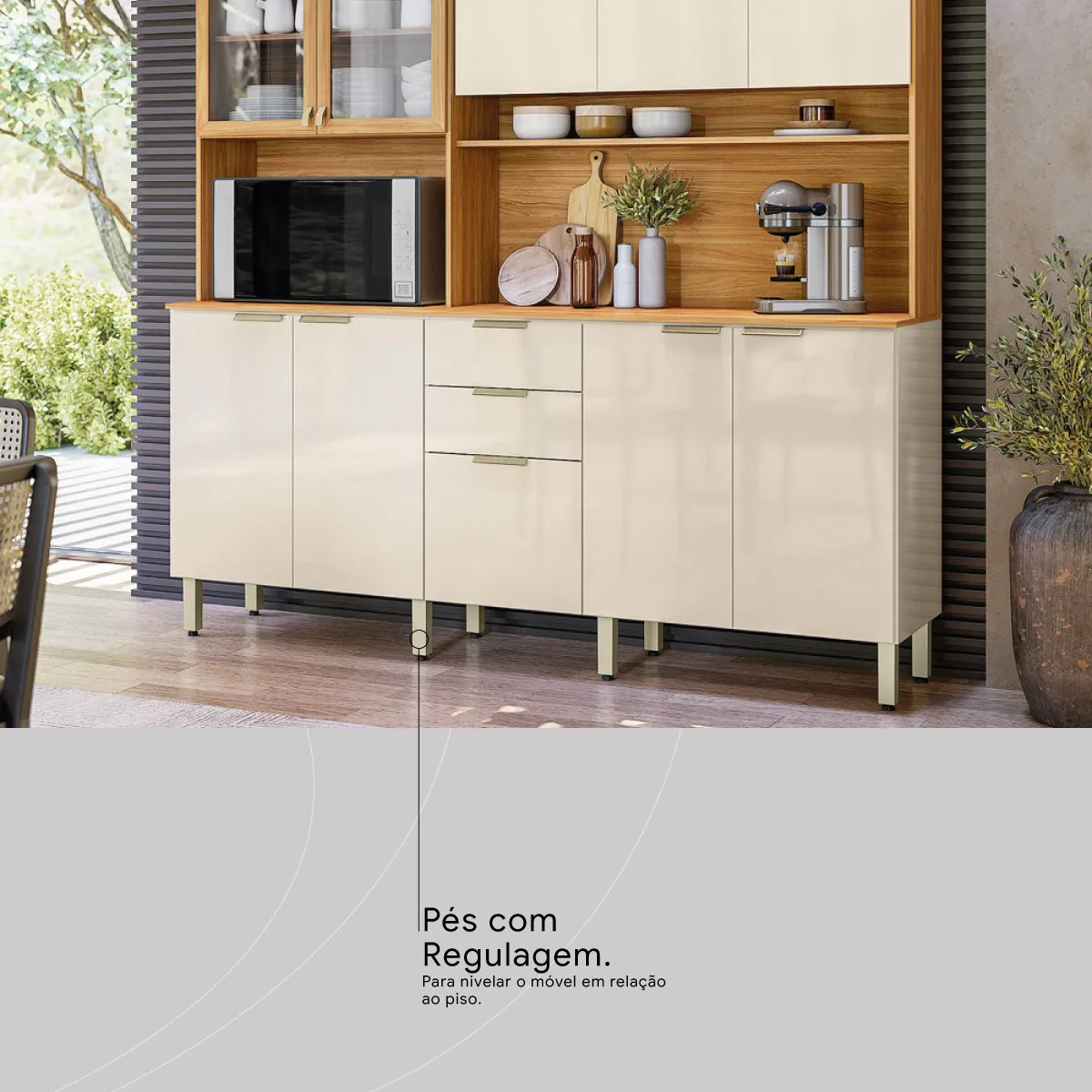 Kit Cozinha Amora 1,98 m Cinamon Touch/Off White – DEMÓBILE
