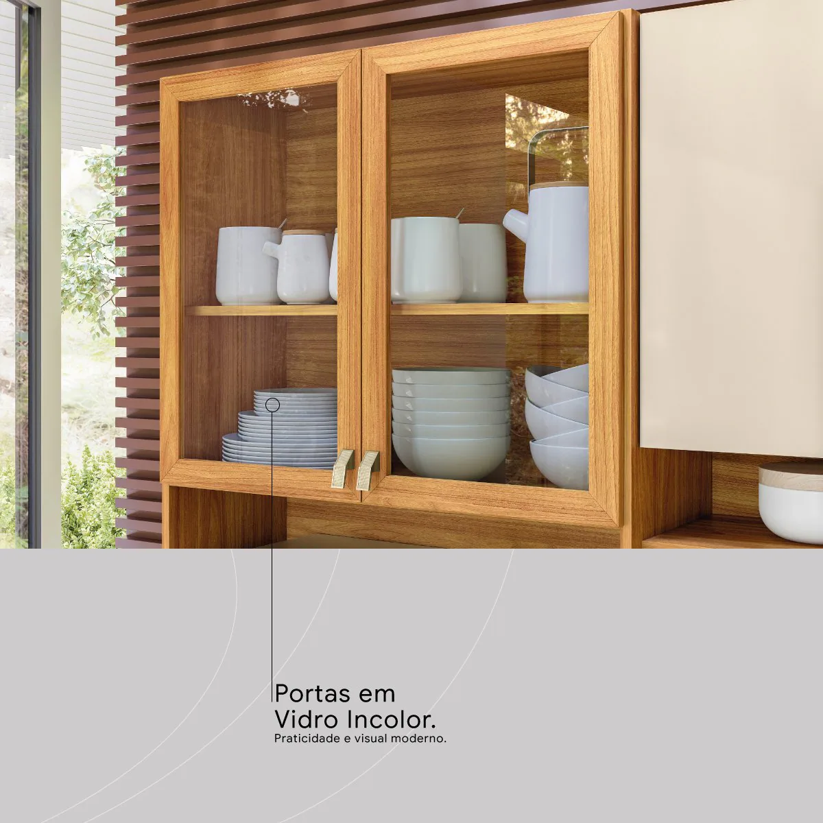 Kit Cozinha Amora 1,98 m Cinamon Touch/Off White – DEMÓBILE