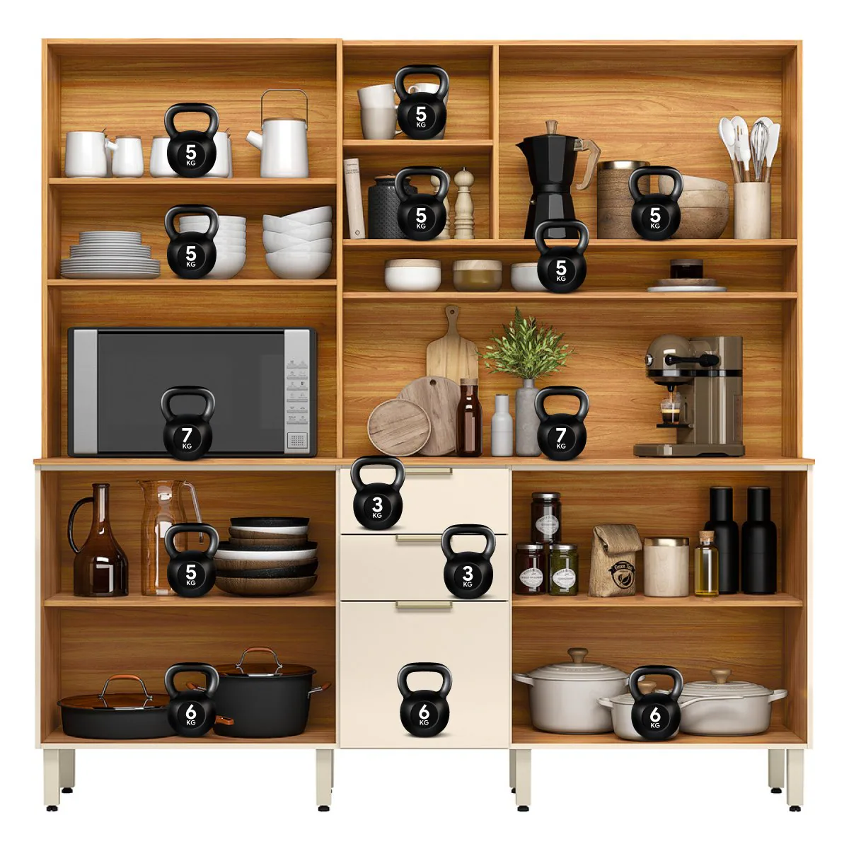 Kit Cozinha Amora 1,98 m Cinamon Touch/Off White – DEMÓBILE