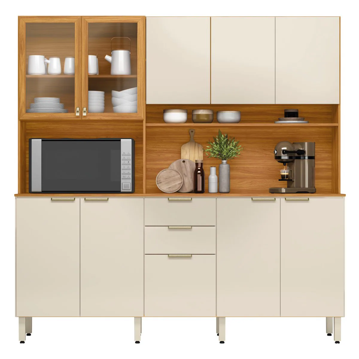 Kit Cozinha Amora 1,98 m Cinamon Touch/Off White – DEMÓBILE