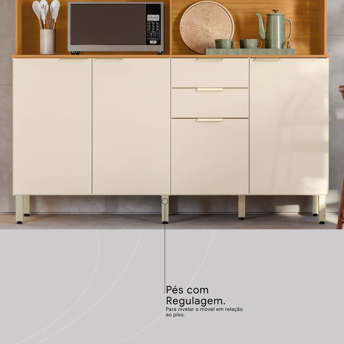 Kit Cozinha Pitaya 1,78 m Cinamon Touch/Off White – DEMÓBILE