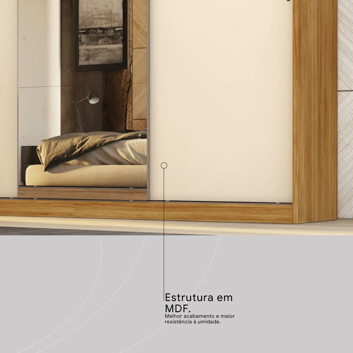 Guarda-Roupa 3 Portas Dalila 2,35 m (Com Espelho) Cinamon Touch/Off White – DEMÓBILE