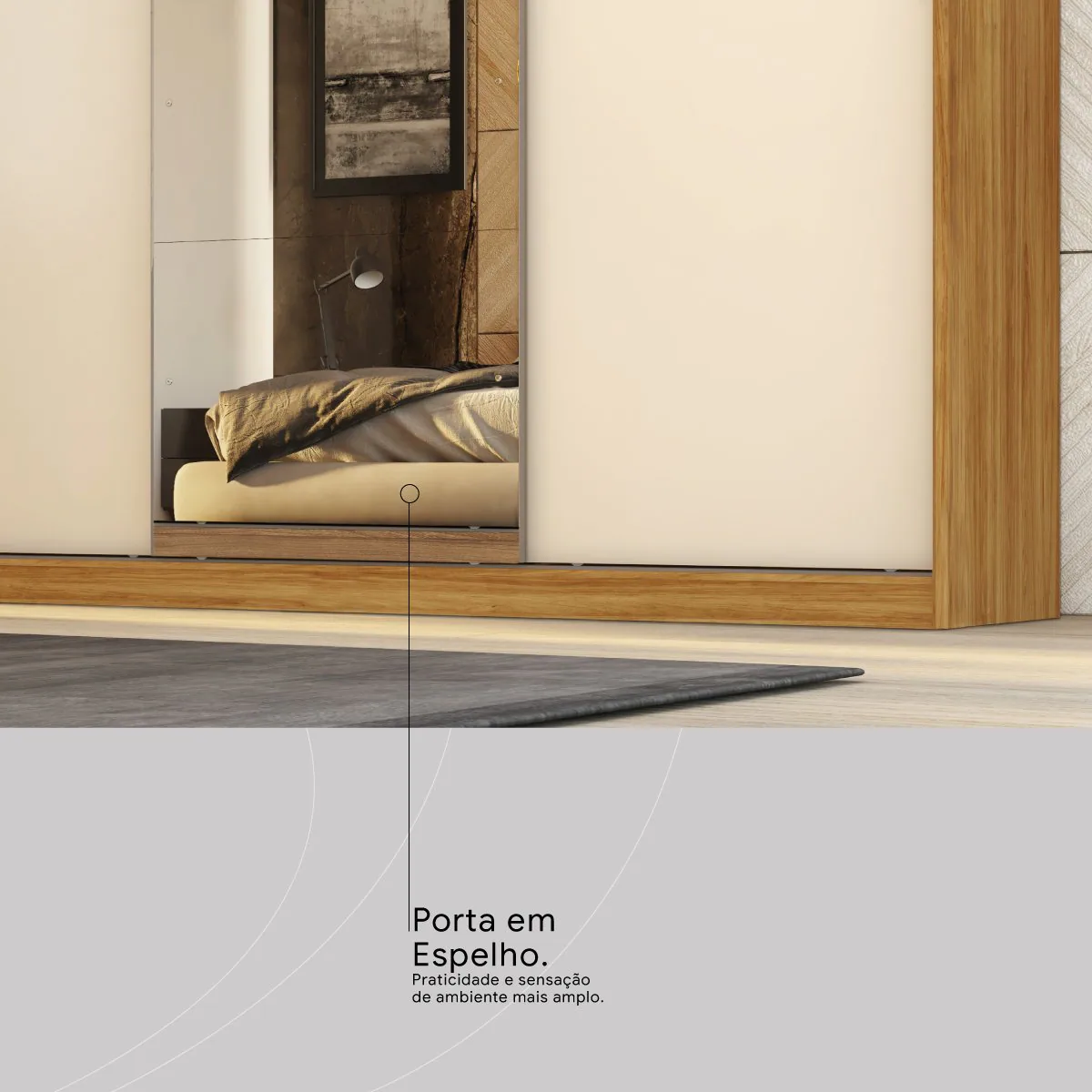 Guarda-Roupa 3 Portas Dalila 2,35 m (Com Espelho) Cinamon Touch/Off White – DEMÓBILE