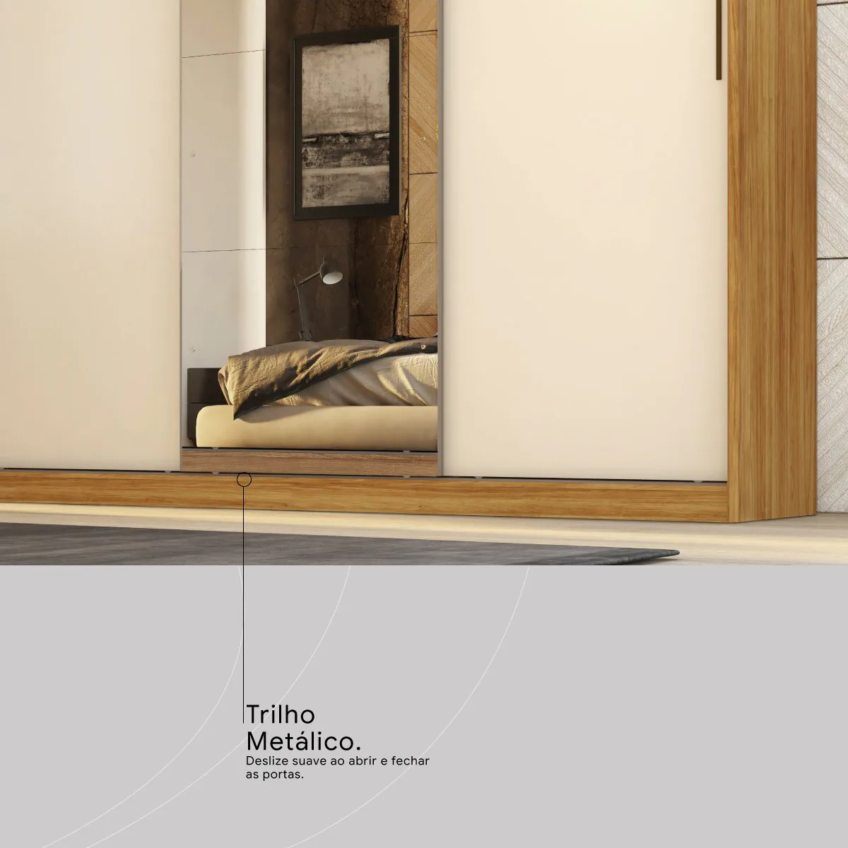 Guarda-Roupa 3 Portas Dalila 2,35 m (Com Espelho) Cinamon Touch/Off White – DEMÓBILE