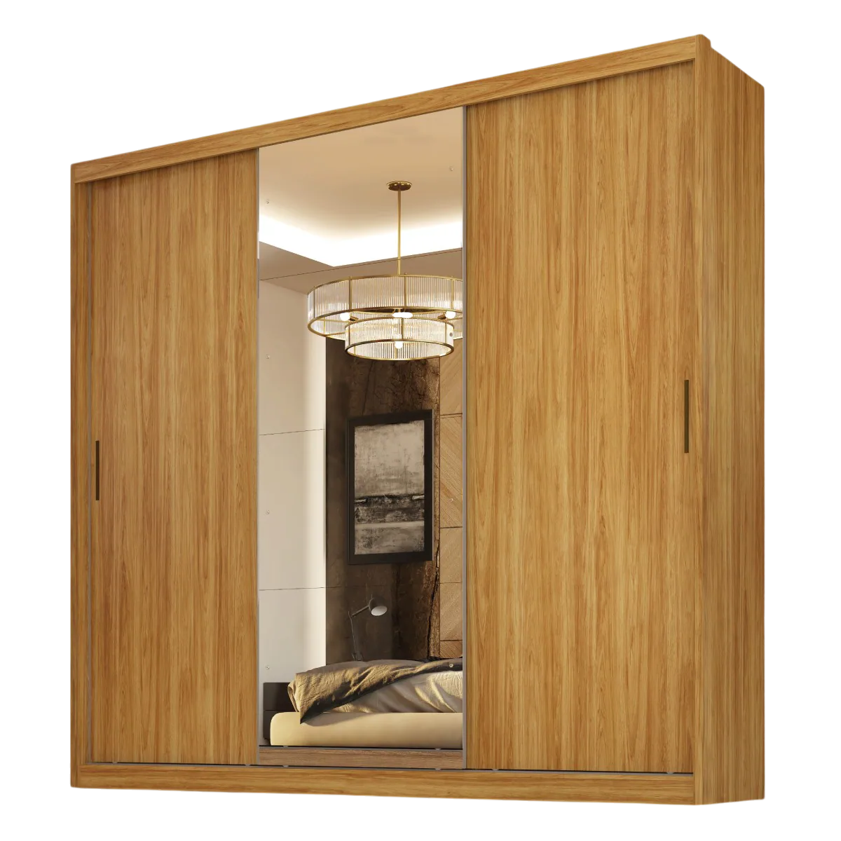 Guarda-Roupa 3 Portas Dalila 2,35 m (Com Espelho) Cinamon Touch/Off White – DEMÓBILE