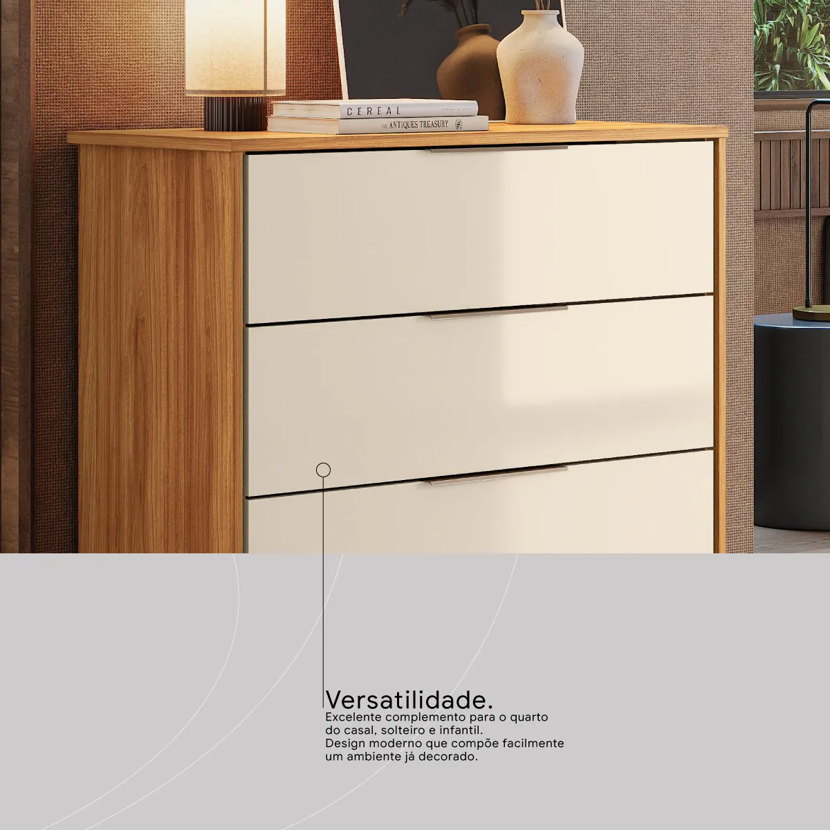 Cômoda 4 Portas Alia Cinamon Touch/Off White – DEMÓBILE