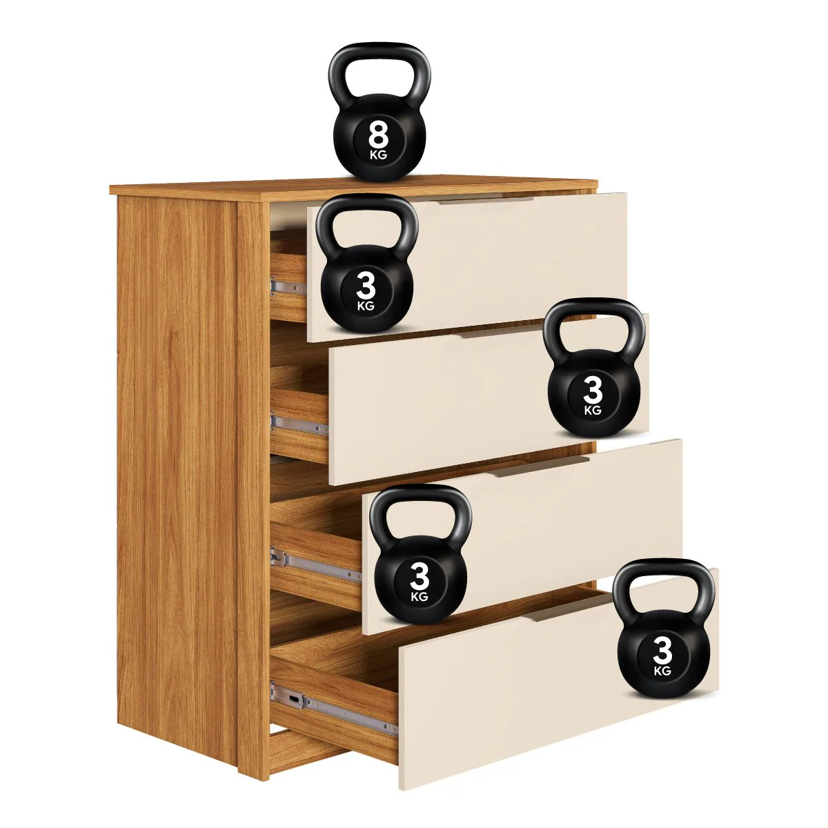 Cômoda 4 Portas Alia Cinamon Touch/Off White – DEMÓBILE